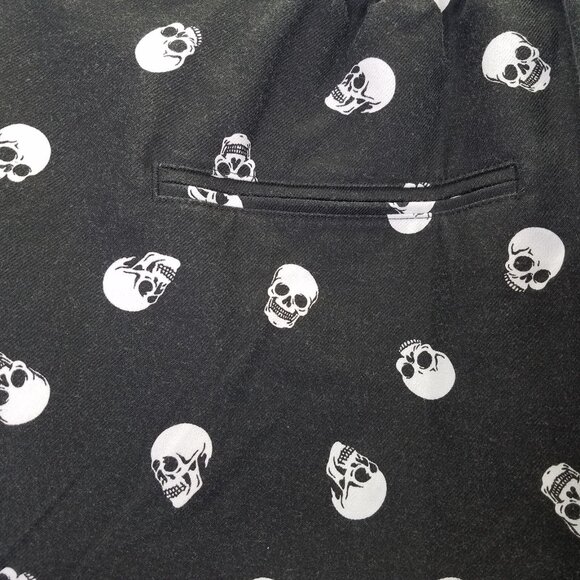 Hot Topic Skull Print Pants Women's 4XL Tapered Leg Charcoal White Ankle Jeans - Picture 10 of 16